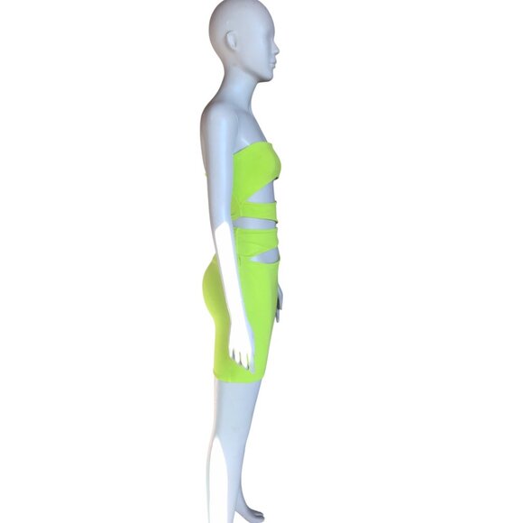 Oh Polly Lime Green Cutout Bodycon Dress - Picture 3 of 6